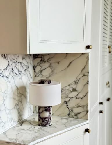 BSOD Marble Lamp, Stone Table Lamps Rechargeable Modern Decorative Touch Dimmable Cordless Luxury Design Bedside Lamp for Home Decor, Bedroom, Living Room & Office (Rechargeable Calacatta Viola Lamp) - image 2