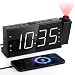 Mesqool Projection Alarm Clock for Bedroom - AM FM Radio & Sleep Timer, 180° Projector, 7" Large Digital LED Display&Dimmer, Dual Alarms, USB Charger, Battery Backup Desk Wall Ceiling Plug -in Clock