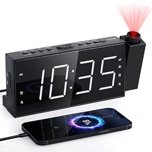 Mesqool Projection Alarm Clock with FM Radio, Dual Alarms for Bedroom