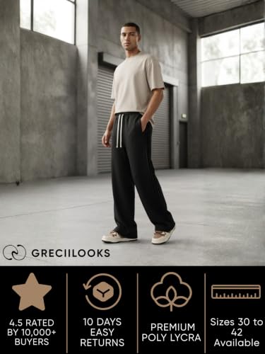 Image of GRECIILOOKS Men Mid Rise Lycra Cargo Track Pants Loose Fit Joggers | Korean Style Travel & Lounge Wear with Pockets