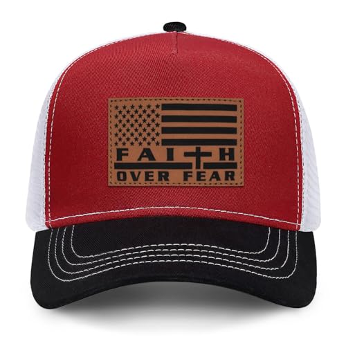 Image of Jesus Hat Christian Gifts for Men American Flag Hats Faith Over Fear Hat Fathers Day Christmas Birthday Gifts for Friend
