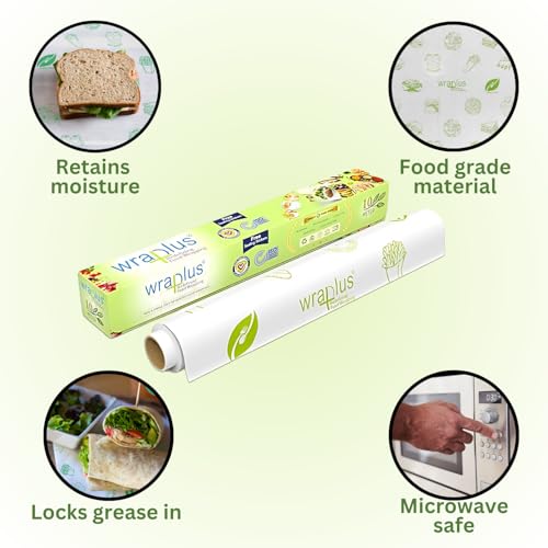 WRAPLUS REDEFINING Food Wrapping Multipurpose Food Wrapping Paper roll I 20M I Pack of 2 | 280mm X 20m