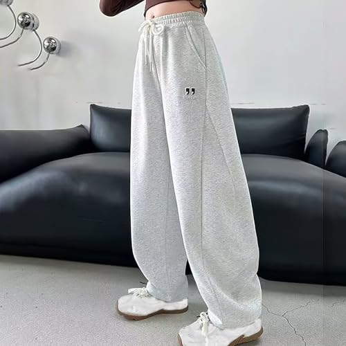 Teen Girls Stylish Wide Leg Sweatpants Elastic High Waist Solid Color Atheletic Pants Casual Loose Comfy Soft Trouser4