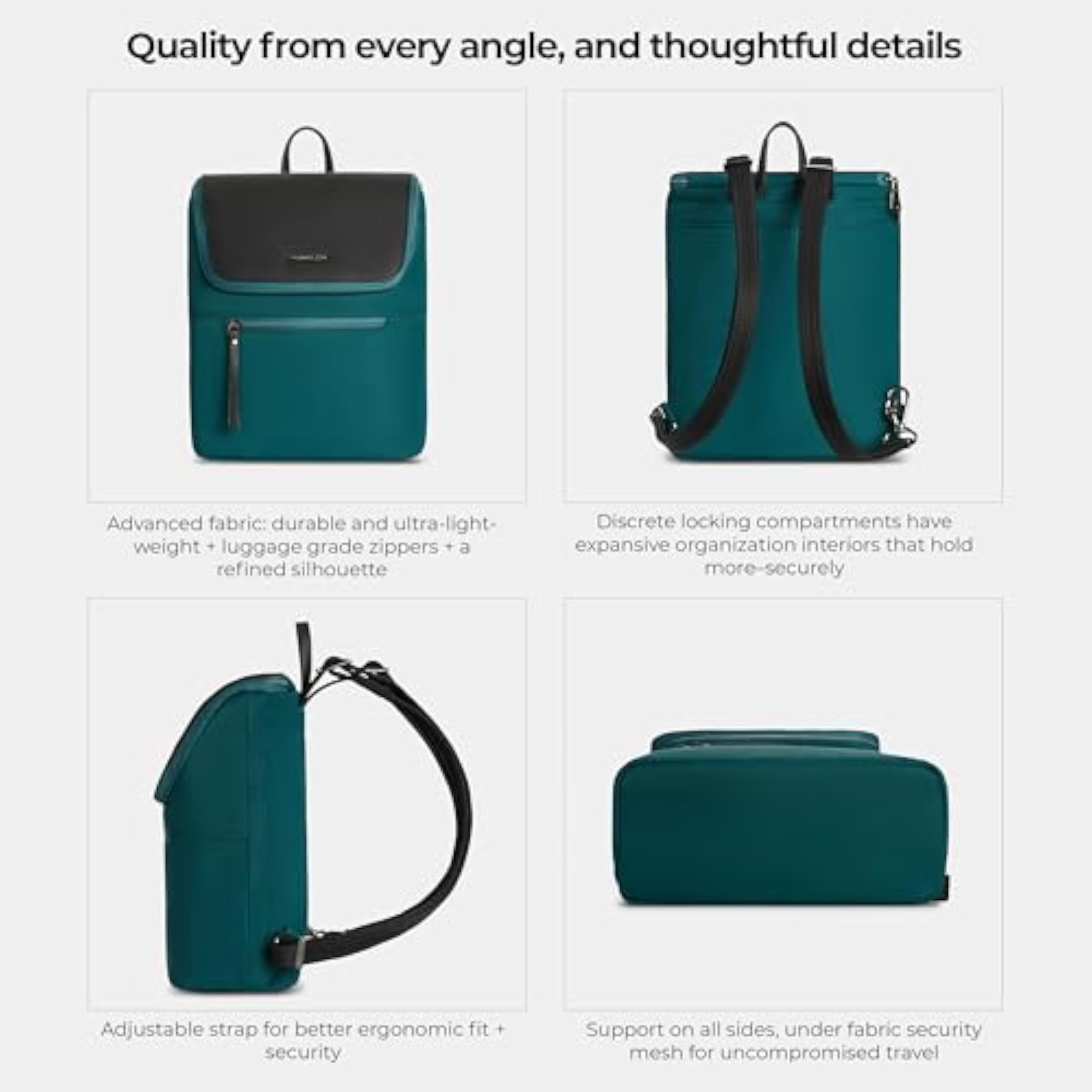 Addison Anti-Theft Backpack, Evergreen Style