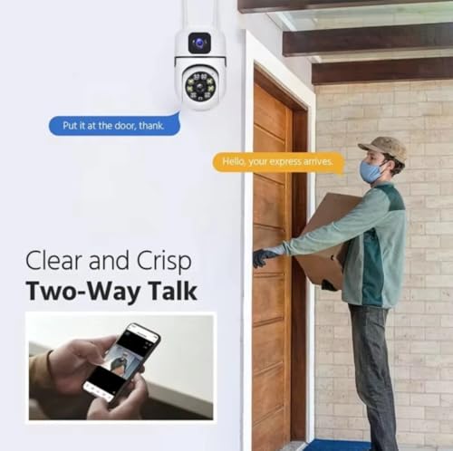 Image of Dual Lens 5MP+5MP Smart WiFi PTZ Security Camera, 360 Rotation, Color Night Vision 20m, Motion Alerts, Two-Way Audio, App Remote Access, 128GB SD Support, Indoor Outdoor CCTV Surveillance Cam