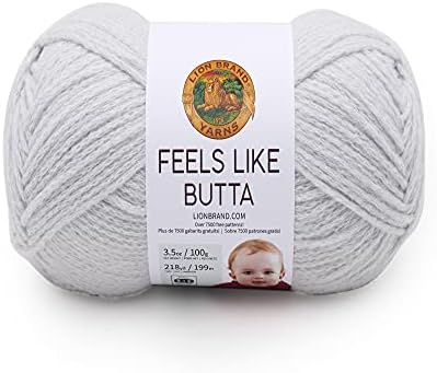 Lion Brand Yarn Feels Like Butta Yarn, Velvety-Soft Yarn for Crocheting and Knitting, 1 Pack, Pale Grey