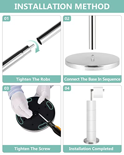 Toilet Paper Holder Stand, Free Standing Toilet Paper Holder For Jumbo Mega, Stainless Steel Chrome Finish Toilet Paper Roll Holder, Housen Solutions #TOP3