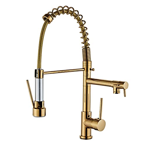 OWOHYG Grifo mezclador de cocina, giratorio de 360° con rociador extraíble, grifo de cocina flexible de una sola manija, grifo mezclador de fregadero de latón