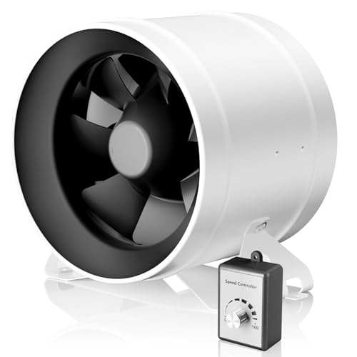 Hon&Guan HI-PE Rohrventilator 200mm Super Luftmenge 1411m/h Energieeinsparung EC-Motor Geräuscharm Rohrlüfter Lüftungsgebläse für Growzelt Gewächshaus Garage Küche Belüftung