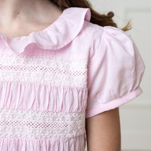 Hope & Henry Girls Girls' Organic Puff Sleeve Smocked Party Dress with Ruffle Collar, 2T, Pale Pink3