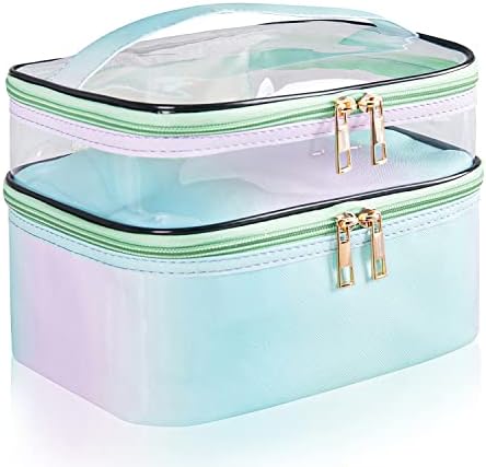 imerelez Travel Makeup Bag Cosmetic Bag Makeup Bags for Women Cosmetics Cases Portable Waterproof Foldable (Rainbow Green)