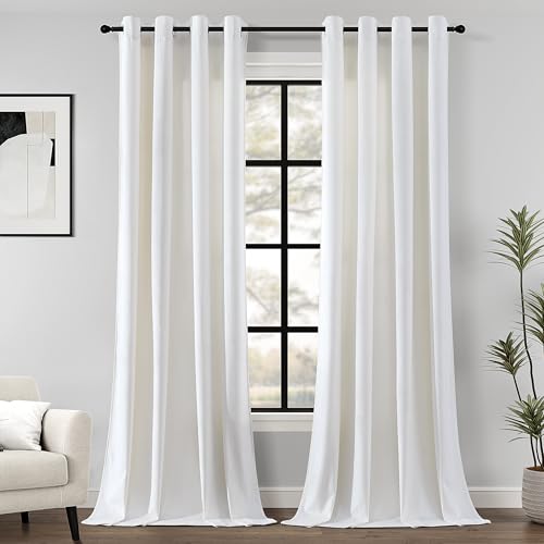 Guibaf Ivory Velvet Curtains 84 inches Long Grommet Soft Velvet Curtains for Bedroom Cream Light Blocking Thermal Insulation Drapes Set of 2 Panels 52”x 84”