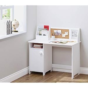 UTEX Kids Study Desk with Storage, Wooden Children School Study Table with Hutch and Storage Cabinet for 3-8 Years Girls Boys, Student's Study Computer Workstation Writing Table, White UTEX Kids Study Desk with Storage Wooden Children School Study Table with Hutch and Storage Cabinet for 3 8 Years Girls Boys Students Study Computer Workstation Writing Table White