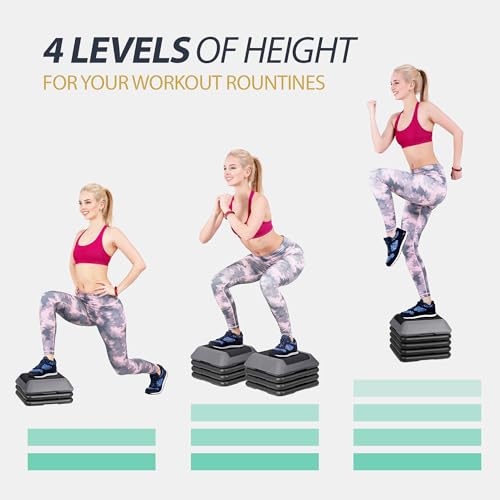 image for F2C Aerobic Step Exercise Platform Stepper with 4 Risers 16