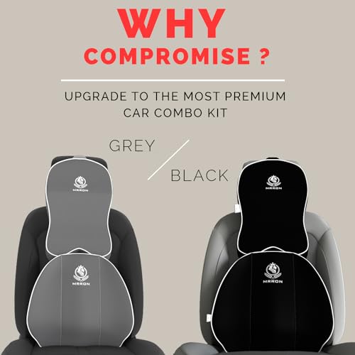 Image of MRRON Series Memory Foam Neck Rest & Extra Lumbar, Relief Pillow, 100% Soft Memory Foam Pillow, Adjustable Strap, Cervical Support for Car Seat. (Grey, Spine Support)