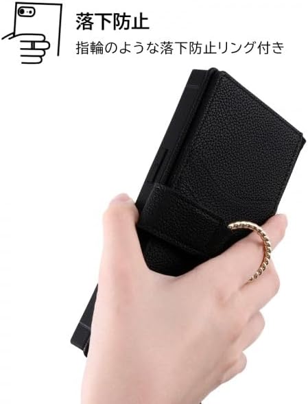 Ingrem iPhone 14 Pro Folio Case with Mocha Ring Leather for iPhone 14 Pro Shockproof Folio Case Cover Soft Hard Smartphone Cover Mocha