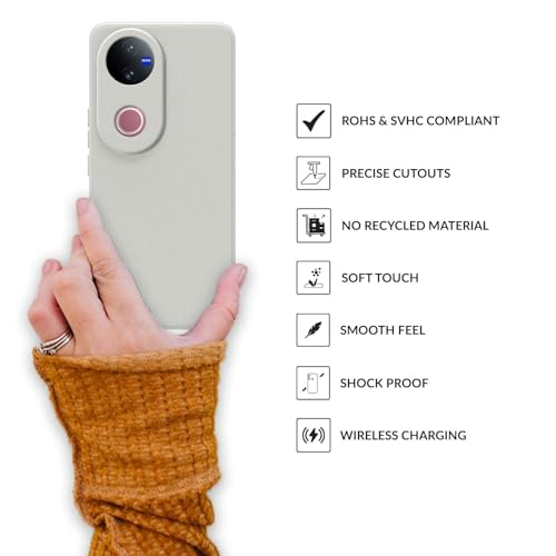 Image of DIZORO Microfiber Candy Back Cover Case for iQOO Z10R 5G / Vivo V50 / V50e 5G / Vivo T4R 5G Soft Silicone Rubberized Case with Camera Protection (TPU, Stone)