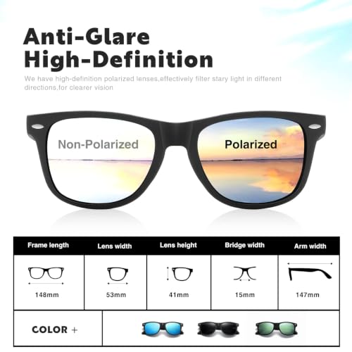 Image of DEMIKOS Sunglasses Men Polarized Sunglasses for Mens Womens Retro Mirror Lens for Driving Fishing UV Protection