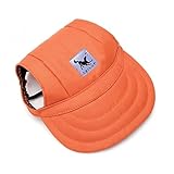 Leconpet Baseball Caps Hats with Neck Strap Adjustable Comfortable Ear Holes for Small Medium and Large Dogs in Outdoor Sun Protection (M, Orange)