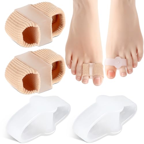 Image of 4 Pack Gel Toe Separators, Toe Spacer Toe Separators for Overlapping Toes Hammer Toe Straightener Hammer Toe Corrector for Women Men Bunion Corrector with 2 Loops for Feet,