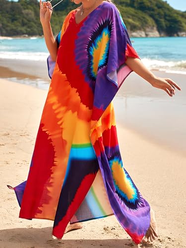 Image of Kaftan Dresses for Women Plus Size Summer Beach Dress with Print and Swim Cover Ups