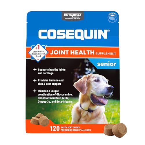 Nutramax Cosequin for Senior Dogs Joint Health Supplement, Contains Glucosamine, Chondroitin, MSM, Omega-3s and Beta-Glucan, Supports Joint, Skin and Coat, Immune Health, Soft Chews, 120 Count