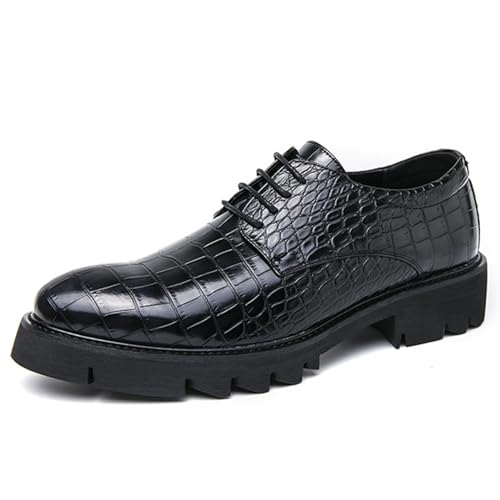 Classic Men's Business Thick Soled Leather Shoes Vintage and Fashionable Carved Leather Oxford Shoes Formal Wedding Leather Shoes (Black,10) -  Vannida