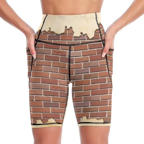 Legging court femmes short de sport taille haute boxer imprimé briques pantalon s