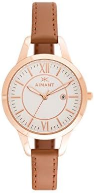AIMANT Women's Kyoto Rose Gold with Camel Leather Band Watch LKY-180L5-7RG