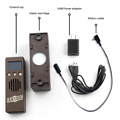 Cigar Oasis Plus 3.0 Electronic Humidifier for Humidor - LCD Humidity and Temperature Display - Efficient Sensor Controlled Fan - Soft-Touch Button - 300-1000 Cigar Capacity