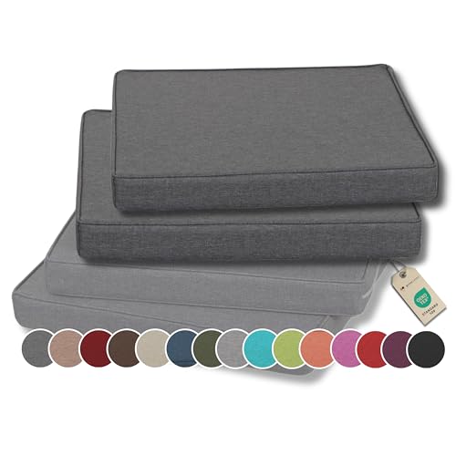 Gutekissen® Stuhlkissen Polsterauflage Auflage für Stühle/Bänke für Haus und Garten Sitzauflage Gartenkissen Sitzkissen viele Farben FK5 (50x50, Anthrazit, 2)