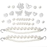 CIKKITZ Bling Shoe Chain for Women, 20Pcs Pearl Shoe Charms Accessories for Girls Clog Sandals, DIY Butterfly, Love, Flower Shoe Decoration Charms for Party Favor, Ideal Gift