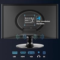 Thinlerain 17 Zoll PC Monitor 1600x900 LED Bildschirm Computer Monitor mit VGA/HDMI/USB, eingebautem Lautsprecher, 5Ms, 60 Hz, VESA, Schwarz – Ansicht 7