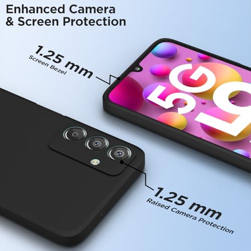 Image of Outlouders Back Cover for Samsung Galaxy F15 5G / M15 5G / M15 Prime 5G | Camera Protection | Durable Soft Matte Silicone Bumper Case (Black)
