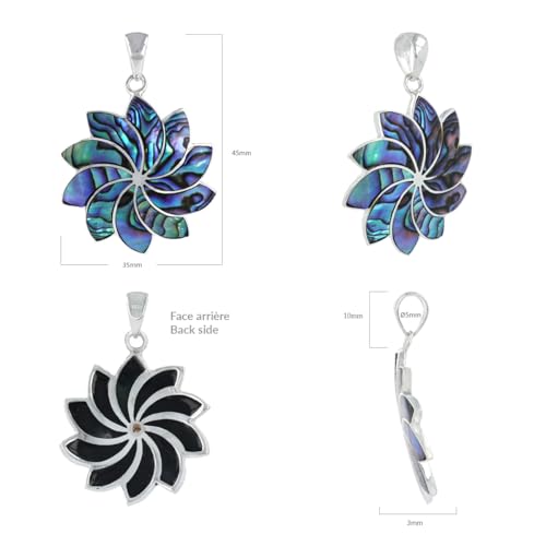 Pendentif Moana collier argent 925 et nacre abalone multicolore - 5