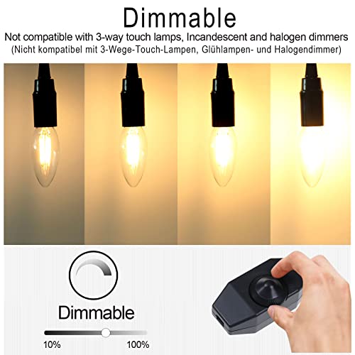 BRIMAX E14 LED Candle Bulbs Dimmable 4W, 40W Equivalent, Soft Warm White 2700K, Small Edison Screw SES Chandelier Bulbs - Image 3