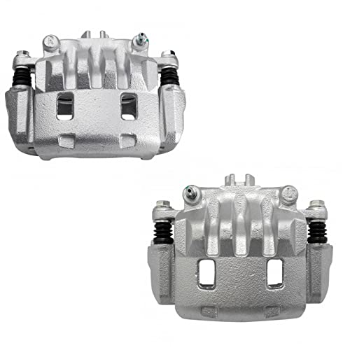 Image of TRQ Front Brake Caliper Set Zinc Coated Brackets Hardware Compatible with 2005-2006 Saab 9-2X 2002-2014 Subaru Impreza 2003-2005 Legacy