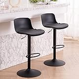 YOUTASTE Barhocker mit Lehne 2er Set, Barhocker Höhenverstellbar und Drehbar, Barstuhl mit Leicht Gepolsterten Sitzfläche, for Küche, Esszimmer, Theken (Schwarz)