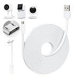 25FT Power Extension Cable Compatible with WYZE Cam OG, Cam V4/V3/V3 Pro, Cam Pan V3/V2, L-Shape Micro USB Extension Cable for WYZE Cam Pan, Weatherproof Flat Power Cord-White