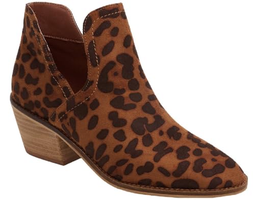 Beast Sunny-01 Women Western Short Ankle Pointed Toe Booties Boots V Side Cut D'Orsay Leather Block Heel3