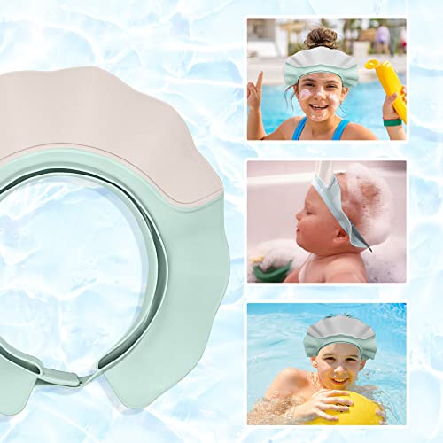 Baby Shower Shampoo Cap, Adjustable Baby Hair Washing Guard Shampoo Hat Bath Shield Visor Hat Eyes Ears Head Protection Waterproof Soft Silicone Shower Cap For Kids, Toddler, Girls, Boys, White Blue #TOP6