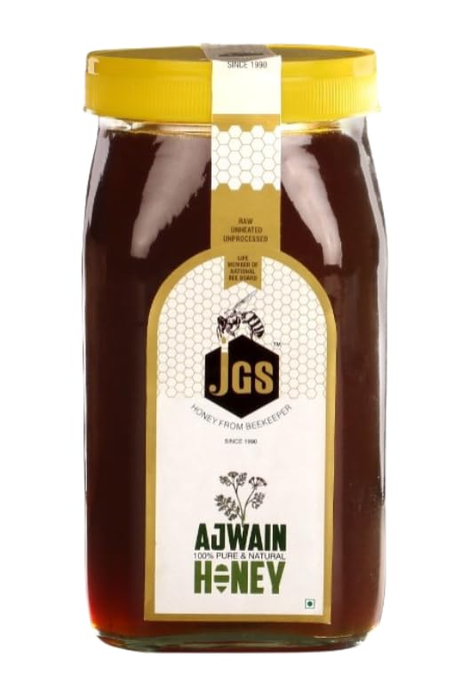JGS 100% Ajwain Raw Honey 1kg with Blend of Sweetness and Spice Aromatic Flavor Unfiltered and Unprocessed Pure Honey in Fresh Form-image-22