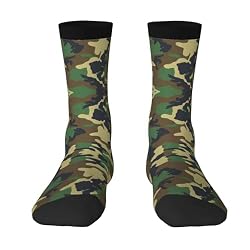 HUIKGIER Calcetines deportivos para adultos con estampado de camuflaje militar verde, gruesos y cálidos para entrenamientos y uso diario, 2 Negro-1, Altoa única