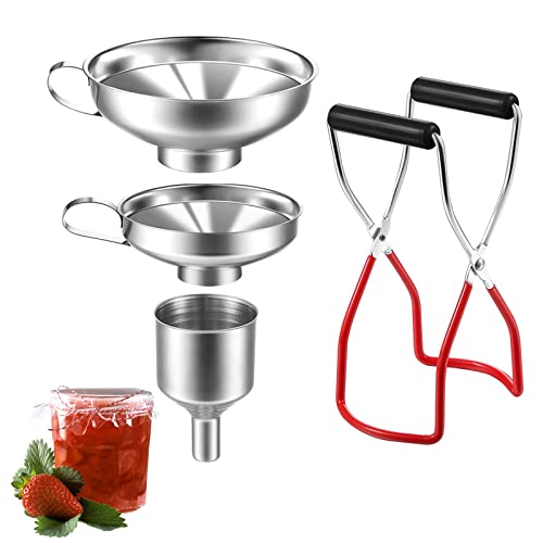 RANJIMA Trichter Edelstahl Set, Küche Marmeladentrichter, 3 Stück Einmachtrichter Set, 1 Glasheber Einkochen zum Umfüllen von Pulver, Konfitüre, Gewürzen, Flüssigkeiten, Bohnen für Küchenzubehör RANJIMA Trichter Edelstahl Set, Küche Marmeladentrichter, 3 Stück Einmachtrichter Set, 1 Glasheber Einkochen zum Umfüllen von Pulver, Konfitüre, Gewürzen, Flüssigkeiten, Bohnen für Küchenzubehör