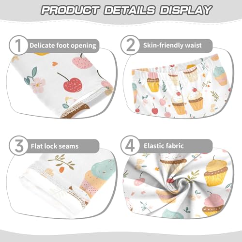 Cherry Cake Ice Cream Print Girls Leggings Soft Stretch Workout Yoga Dance Pants for Kids Casual Tights3