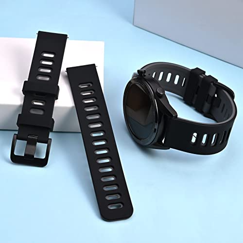 WOCCI 22mm Bicolor Watch Band, Silicone Rubber, Quick Release Replacement Strap for Men and Women, Black Stainless Steel Buckle (Black-Grey) - Thumbnail 7