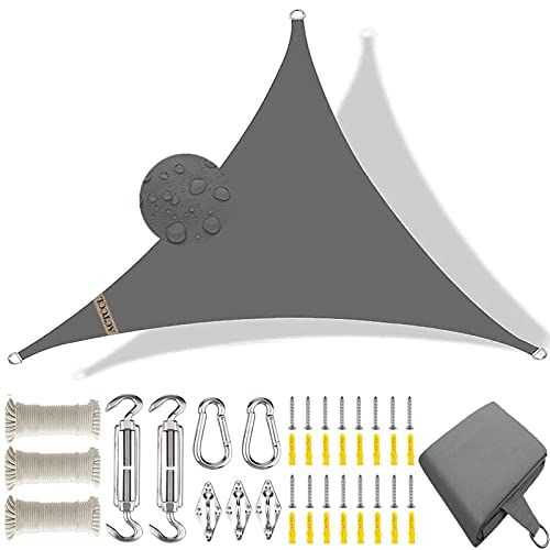 ACTCCL Sonnensegel Dreieckig,wetterbeständig atmungsaktiv Sonnenschutz Sonnensegel,Oxford-Stoff,für Garten Balkon Terrasse,Zubehör mit Seil-Gray||5x5x5M Cover