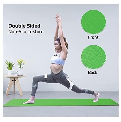 Image of Yoga Mats for Women and Men NBR Material with Carrying Strap, Extra Thick Exercise Mats for Workout Yoga Mat for Women for Workout, Yoga, Fitness, Exercise Mat Anti Slip Yoga Mats (4mm) (Green)