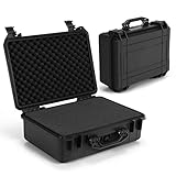 TANGZON Waterproof Protective Hard Case, Shockproof Camera Case with Customizable Foam Insert and Dual Padlock Holes, Flight Case Tool Box for Pistol, Drone & Equipment (45 x 34 x 18cm)