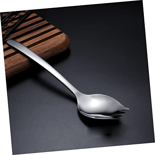 Unomor Italian Pasta Measuring Tool Silverware Set Stainless Steel Fork Spoon Black Silverware for Serving Fruit Party Kitchen Utensil